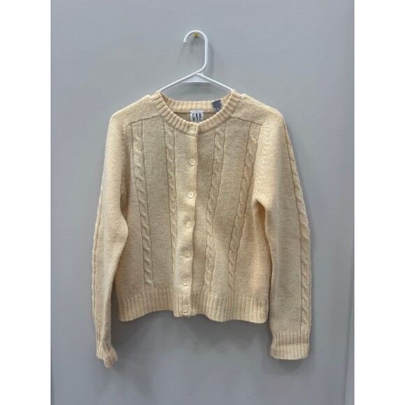 GAP Sweaters - Gap 100% Wool Cream Cable Knit Button Up Cardigan Sweater Medium